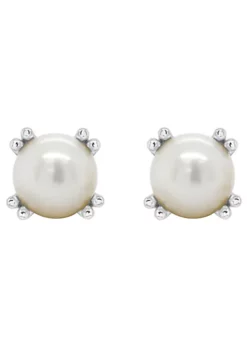 Budget 😀 Sterling Silver 7mm Round Pearl Stud Earrings by Belk & Co. 🎉 -DealsBelk & Co. Store Belk 15658