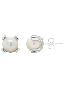 Budget 😀 Sterling Silver 7mm Round Pearl Stud Earrings by Belk & Co. 🎉 -DealsBelk & Co. Store Belk 15660