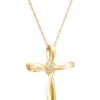 Hot Sale 😍 1/10 ct. t.w. Diamond Cross Pendant with 18" Rope Chain in 14K Yellow Gold by Belk & Co. ❤️