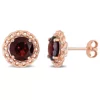 Top 10 ✨ 4 CT TGW Garnet Halo Stud Earrings in Rose Plated Sterling Silver by Belk & Co. 🔔