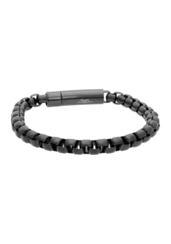 Best deal โค๏ธ Stainless Steel 7 Millimeter Round Box Chain Bracelet with Black Ion Plating and Push Lock, 9 Inch by Belk & Co. ๐ฅ
