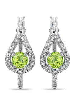 Coupon 👏 2.34 ct. t.w. Peridot and White Topaz Hoop Earrings in Sterling Silver by Belk & Co. 😉