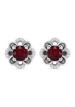 Wholesale ✨ 2 ct. t.w. Garnet and White Topaz Flower Earrings, Sterling Silver by Belk & Co. 🎉