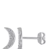 Best Sale 😍 1/10 ct. t.w. Diamond Crescent Moon Stud Earrings in Sterling Silver by Belk & Co. 😉