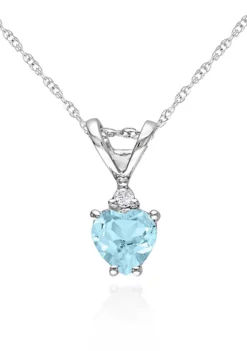 Discount ❤️ 10k White Gold Aquamarine Heart Pendant by Belk & Co. 🌟 -DealsBelk & Co. Store Belk 15730