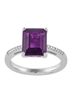 Deals ✨ 1/10 ct. t.w. Diamond and Amethyst Ring in Sterling Silver by Belk & Co. ⌛