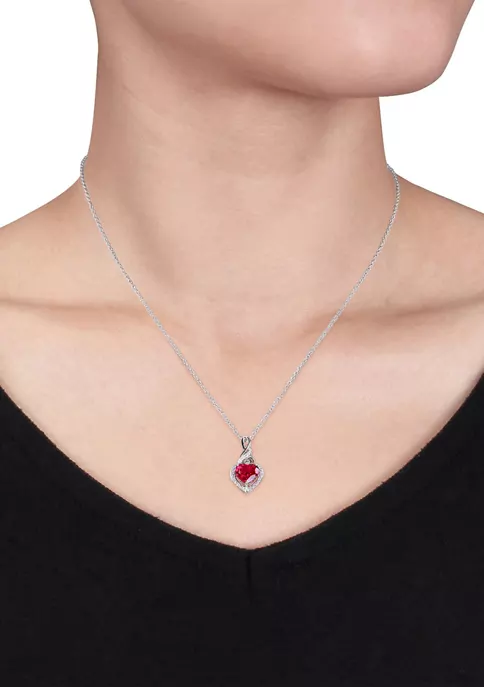 Best Sale ๐ Lab Created Diamond and Created Ruby Heart Twist Pendant with Chain in Sterling Silver by Belk & Co. ๐งจ 3 Best Sale ๐ Lab Created Diamond and Created Ruby Heart Twist Pendant with Chain in Sterling Silver by Belk & Co. ๐งจ - Image 3