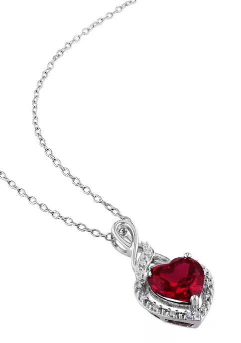 Best Sale ๐ Lab Created Diamond and Created Ruby Heart Twist Pendant with Chain in Sterling Silver by Belk & Co. ๐งจ 4 Best Sale ๐ Lab Created Diamond and Created Ruby Heart Twist Pendant with Chain in Sterling Silver by Belk & Co. ๐งจ - Image 4