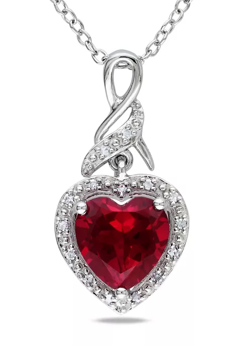 Best Sale ๐ Lab Created Diamond and Created Ruby Heart Twist Pendant with Chain in Sterling Silver by Belk & Co. ๐งจ 5 Best Sale ๐ Lab Created Diamond and Created Ruby Heart Twist Pendant with Chain in Sterling Silver by Belk & Co. ๐งจ - Image 5