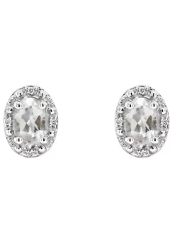 Coupon 🛒 Sterling Silver 6x4mm Oval White Topaz Diamond Accent Halo Stud Earrings by Belk & Co. 🌟 -DealsBelk & Co. Store Belk 15787
