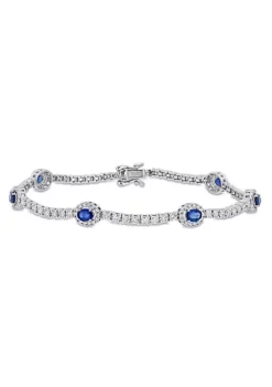 Wholesale ⌛ 1.2 ct. t.g.w. Sapphire and 2.10 ct. t.w. Diamond Bracelet in 14K White Gold by Belk & Co. ✔️