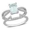 Best Sale 😀 Octagon Aquamarine and 1/3 CT TW Diamond Bridal Ring Set in 14k White Gold by Belk & Co. 🔔