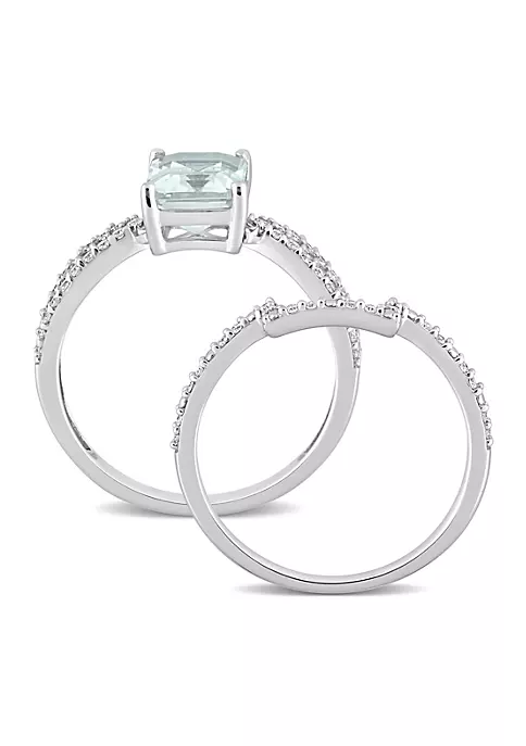 Best Sale ๐ Octagon Aquamarine and 1/3 CT TW Diamond Bridal Ring Set in 14k White Gold by Belk & Co. ๐ 3 Best Sale ๐ Octagon Aquamarine and 1/3 CT TW Diamond Bridal Ring Set in 14k White Gold by Belk & Co. ๐ - Image 3