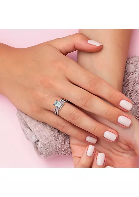 Best Sale ๐ Octagon Aquamarine and 1/3 CT TW Diamond Bridal Ring Set in 14k White Gold by Belk & Co. ๐ 5 Best Sale ๐ Octagon Aquamarine and 1/3 CT TW Diamond Bridal Ring Set in 14k White Gold by Belk & Co. ๐ - Image 5