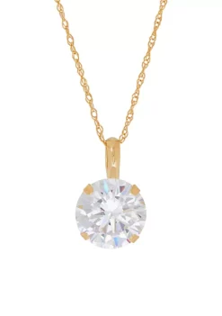 Discount 🔔 8mm Created White Sapphire Pendant necklace in 10K Yellow Gold by Belk & Co. 🥰