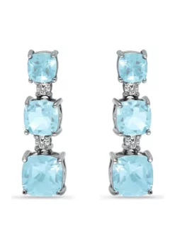 Best Pirce 🤩 4.06 ct. Blue Topaz and Created White Sapphire Drop Earrings, Sterling Silver by Belk & Co. 🥰 -DealsBelk & Co. Store Belk 15804