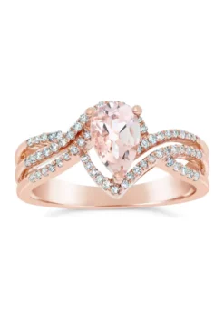 Best Sale ⭐ 1 ct. t.w. Morganite and 1/4 ct. t.w. Diamond Ring in 10K Rose Gold by Belk & Co. ❤️