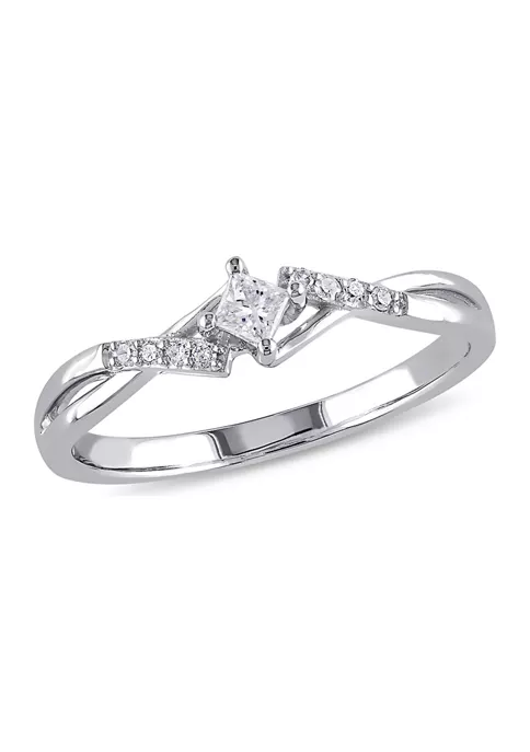 Top 10 ✔️ 1/7 CT TW Princess Cut Diamond Engagement Ring in 10k White Gold by Belk & Co. ❤️ 1 Top 10 ✔️ 1/7 CT TW Princess Cut Diamond Engagement Ring in 10k White Gold by Belk & Co. ❤️
