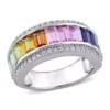 Discount ⌛ 3. 88 ct. t.w. Multicolor Lab Created Sapphire Eternity Ring in Sterling Silver by Belk & Co. 😀