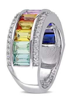 Discount ⌛ 3. 88 ct. t.w. Multicolor Lab Created Sapphire Eternity Ring in Sterling Silver by Belk & Co. 😀 -DealsBelk & Co. Store Belk 1583