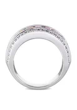 Discount ⌛ 3. 88 ct. t.w. Multicolor Lab Created Sapphire Eternity Ring in Sterling Silver by Belk & Co. 😀 -DealsBelk & Co. Store Belk 1584