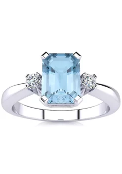 Coupon ⭐ 2 1/2cttw Octagon Shape Aquamarine and Diamond Ring In Sterling Silver by Belk & Co. 😉