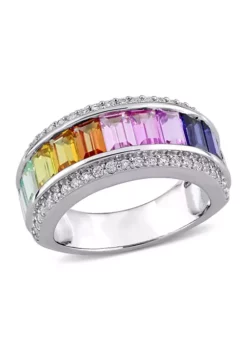 Discount ⌛ 3. 88 ct. t.w. Multicolor Lab Created Sapphire Eternity Ring in Sterling Silver by Belk & Co. 😀 -DealsBelk & Co. Store Belk 1587