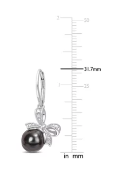 Best deal ✨ 8-9mm Black Tahitian Cultured Pearl and Diamond Accent Bow Leverback Earrings in Sterling Silver by Belk & Co. ⌛ -DealsBelk & Co. Store Belk 15880