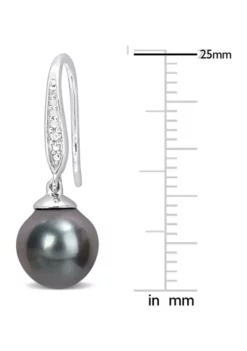 Wholesale ✔️ 8-9mm Black Tahitian Cultured Pearl and Diamond Accent Shepherd Hook Earrings in Sterling Silver by Belk & Co. 😀 -DealsBelk & Co. Store Belk 15885