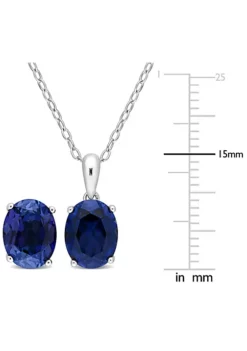 Hot Sale ⌛ Lab Created 2-Piece Set of 8.85 ct. t.g.w. Created Blue Sapphire Solitaire Earrings and Pendant with Chain in Sterling Silver by Belk & Co. ✨ -DealsBelk & Co. Store Belk 15919