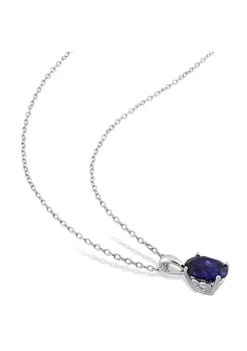 Hot Sale ⌛ Lab Created 2-Piece Set of 8.85 ct. t.g.w. Created Blue Sapphire Solitaire Earrings and Pendant with Chain in Sterling Silver by Belk & Co. ✨ -DealsBelk & Co. Store Belk 15920