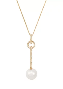 Discount ✨ 1/6 ct. t.w. Diamond and Pearl Necklace in 14K Yellow Gold by Belk & Co. ❤️