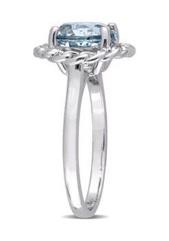 Discount 😉 3 1/2 CT TGW Sky Blue Topaz Halo Ring in Sterling Silver by Belk & Co. 😍 -DealsBelk & Co. Store Belk 15946
