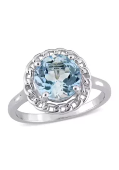 Discount 😉 3 1/2 CT TGW Sky Blue Topaz Halo Ring in Sterling Silver by Belk & Co. 😍 -DealsBelk & Co. Store Belk 15949