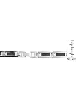 Buy 🔥 Stainless Steel Link Bracelet with Carbon Fiber and Black Resin by Belk & Co. 🎁 -DealsBelk & Co. Store Belk 15969