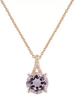 Hot Sale 😀 1/10 ct. t.w. Diamond and 2.48 ct. t.w. Created Pink Amethyst Pendant Necklace in 14K Rose Gold by Belk & Co. 🎉