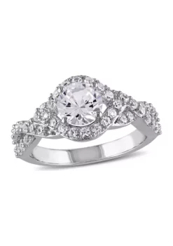 Wholesale ✨ 2.2 ct. t.w. Created White Sapphire Crossover Twist Engagement Ring in Sterling Silver by Belk & Co. 🔥