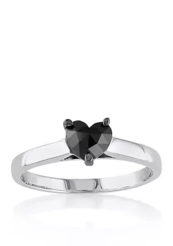 Brand new ✨ Black Diamond Solitaire Heart Ring in 10k White Gold by Belk & Co. 🤩