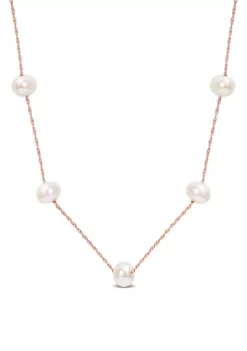 Hot Sale 😀 5.5-6mm Freshwater Cultured Pearl Tin-Cup Necklace in 10k Rose Gold by Belk & Co. 💯 -DealsBelk & Co. Store Belk 16038