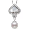 Best Pirce ⭐ Mother of Pearl, Freshwater Pearl and Cubic Zirconia Pendant in Sterling Silver by Belk & Co. 🤩