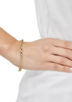 Cheapest 🎁 Infinity Station on Double Row Chain Bracelet in 10K Yellow Gold by Belk & Co. ⭐ -DealsBelk & Co. Store Belk 16071