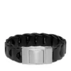 Wholesale 👏 Men's Stainless Steel and Black Leather Bracelet by Belk & Co. 👏
