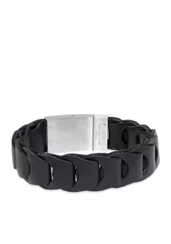 Wholesale 👏 Men's Stainless Steel and Black Leather Bracelet by Belk & Co. 👏 -DealsBelk & Co. Store Belk 16082