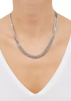 New ❤️ Multi Row Snake Chain and Beads Necklace in Sterling Silver by Belk & Co. 💯 -DealsBelk & Co. Store Belk 16092