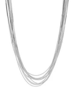 New ❤️ Multi Row Snake Chain and Beads Necklace in Sterling Silver by Belk & Co. 💯 -DealsBelk & Co. Store Belk 16093