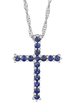 Best deal 😍 Sterling Silver Sapphire Cross Pendant Necklace by Belk & Co. ✔️ -DealsBelk & Co. Store Belk 16096