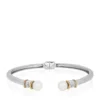 Best reviews of ❤️ Freshwater Pearl & White Topaz Bangle in Sterling Silver & 14K Yellow Gold by Belk & Co. 🔥