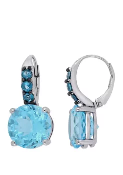 Promo ✔️ 15.25 ct. t.w. Sky and London Blue Topaz Drop Earrings in Sterling Silver by Belk & Co. 🔔