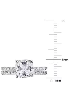 Outlet 🛒 Lab Created Cushion Cut Created White Sapphire Engagement Ring and Matching Eternity Ring 2pc Set in 10K White Gold by Belk & Co. 😍 -DealsBelk & Co. Store Belk 1615