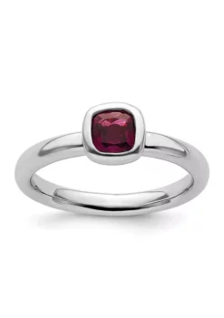 Coupon 🎉 3/4 ct. t.w. Cushion-cut Garnet Stackable Expressions Rhodium Plated Ring in Sterling Silver by Belk & Co. ❤️